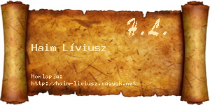 Haim Líviusz névjegykártya